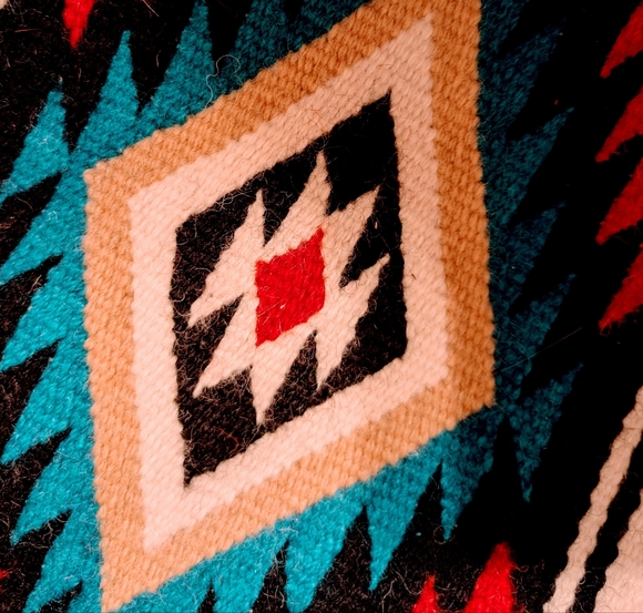 Geometric Patterned Tote Bag - Red, Blue, and Brown, Large, Brand New - Picture 3 of 4